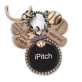 I Pitch, Baseball Keychain, Backpack Clip or Necklace, Live Your Dream, Baseball Player Gift, Athlete, Sports, Live With No Regrets, Boys, Teens, Pitcher