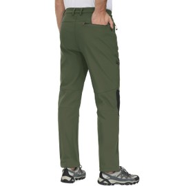 TACVASEN Softshell Pants Men Thermal Winter Pants Snow Pants Men Warm Fleece Lined Snow Ski Pants Windproof Fishing Pants with Zip Pockets