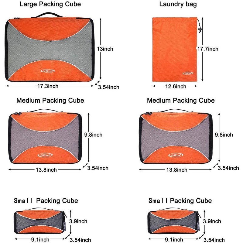 G4Free Packing Cubes 6 Set Travel Storage Bags Packing Organizer
