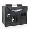 Foldable magazine storage basket, solid wood handle felt organizer, can