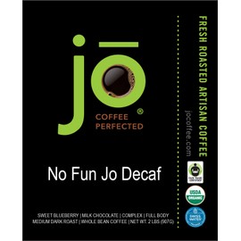 NO FUN JO DECAF: 2 lb, Organic Decaf Coffee, Whole Bean, Swiss Water Process, Fair Trade Certified, Medium Dark Roast, 100% Arabica Coffee, Great for Espresso, Chemical Gluten Free by Jo Coffee®