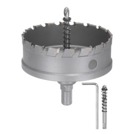 HARFINGTON Carbide Hole Saw Kit 95mm (3-3/4") Metal Hole Cutter Set with 2pcs Center Drill Bits Springs 1pcs Wrench for Stainless Steel Copper Iron Aluminum