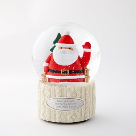 Things Remembered Engraved Waving Santa Musical Snow Globe in Light Tone (Free Custmization), Plays Here Comes Santa Claus Music