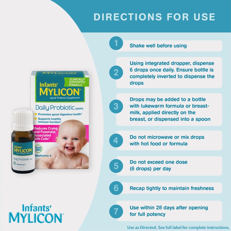 Infants' Mylicon Daily Probiotic Drops, for Colic and Fussiness, 8mL,