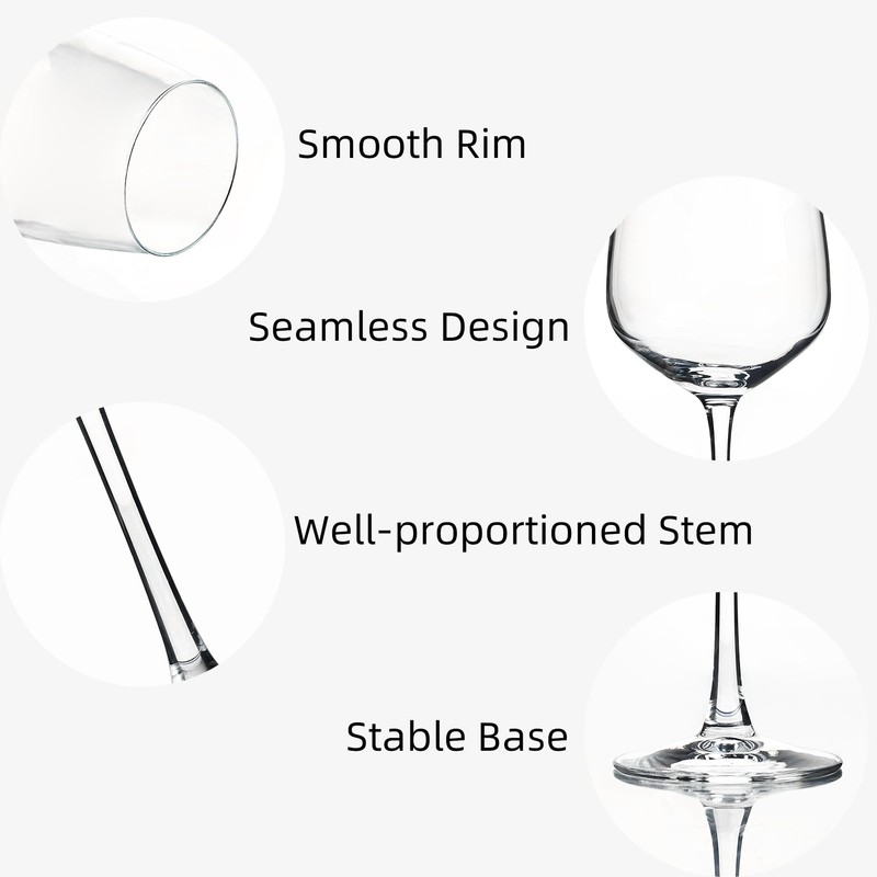 YANGNAY 8 Pack Wine Glasses Set, 15 Oz Classic Red