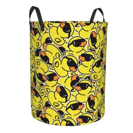 Gbuzozie Cesta redonda de 38 L para la ropa sucia, con diseño de patos de goma, impermeable, para guardería, ropa, juguetes