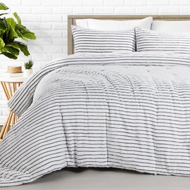 HOMBYS Oversized King Boho Comforter Set 128x120, Black White Tufted Jacquard Geometry Bedding Comforter for King Bed, Shabby Chic Bed Sets with 2 Matching Pillow Cases