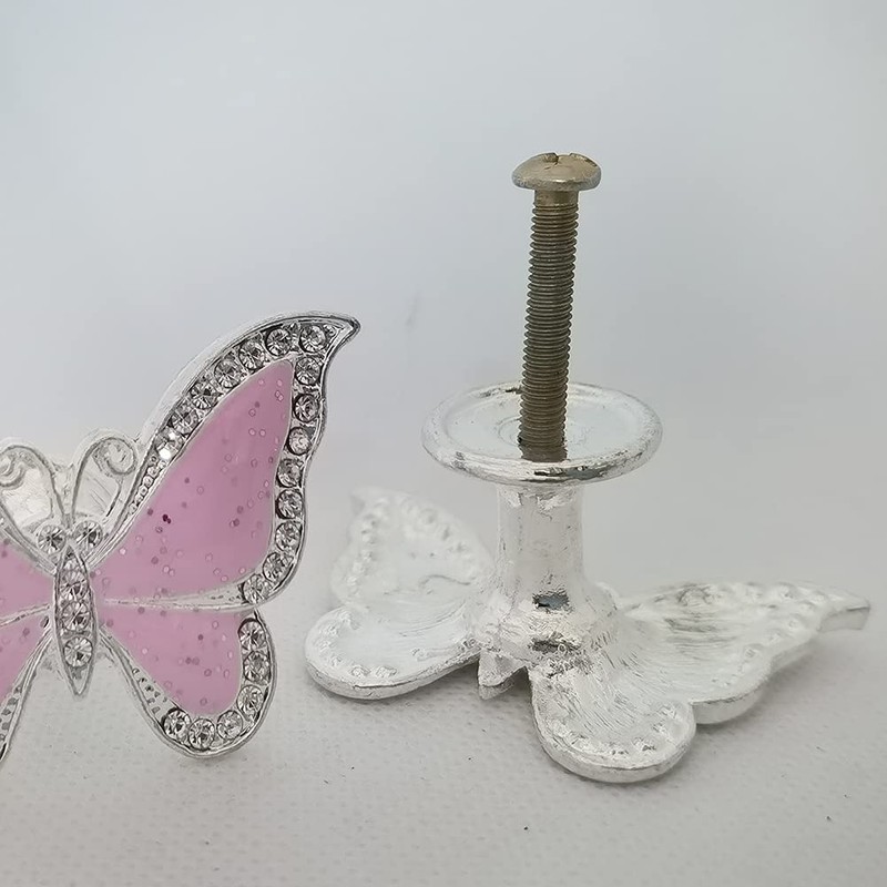 brandname Beyoo 6 pcs Deep Pink Butterfly Shape Door Handle
