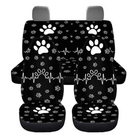 ZIATUBLES Dog Paws Print Car Seat Covers Full Set, Auto Seat Protector Front & Rear Bench Seat Protectors Universal Fit, for Sedan Truck Van SUV, Cars Interior Accessories
