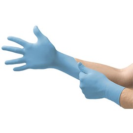 MICROFLEX Daily Defense Guantes desechables de nitrilo, sin látex, guantes sin polvo, para limpieza y preparación de alimentos, azul, tamaño mediano, caja de 100 guantes
