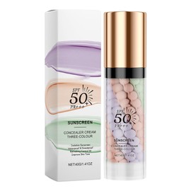 Three Colours Concealer Primer Makeup, Primer Makeup Base Colour Corrector Spf 50, Face Isolation Cream, Even Skin Tone, Brightening Moisturising