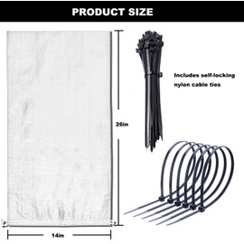 20 Pcs Sand Bags for Flooding, Reusable Polypropylene Heavy Duty Sandbags for Flood Barrier, Weight, Construction, Earth Bag Homes, Max Load Capacity 100 lbs - Tie Strings Attached