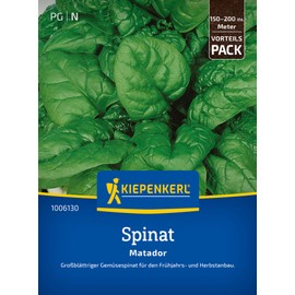 Kiepenkerl Matador 1006130 Spinach Seeds - Robust Vegetable Seeds for Spring & Autumn Growing, Fast Growth, Large Leaf Spinach Seeds for Gardens