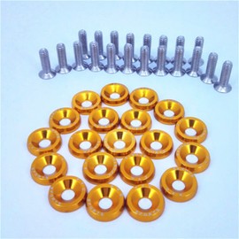 20 PCS XYC Sports Billet Aluminum Fender Washer Engine Bay Dress Up Kit CNC Billet Aluminum Fender Washer Engine Bay Dress Up Kit (Gold)