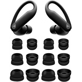 BLUEWALL Double Flange Ear Tips Compatible with Powerbeats Pro 2, 6 Pairs S/M/L Sizes Eartips Replacement Silicone Earbuds Tips, Compatible with Powerbeats PB Pro 2 Black