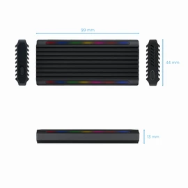 TooQ TQE-2222B M.2 NGFF/NVMe SSD Enclosure Shinobi, USB-C Connection (USB 3.1 Gen2 10Gbps), RGB, Black, Small, 42 g