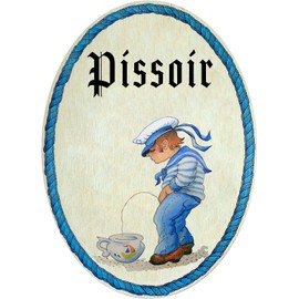 Kaltner Präsente Gift Idea - Gift Item Decorative Door Sign in Antique Design Decorative Item Pissoir WC BubToilette Men (18 x 13 cm)