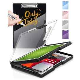 Clipboard with Storage,Heavy Duty Clip Boards 8.5x11 with 2 Storage Case,Clear