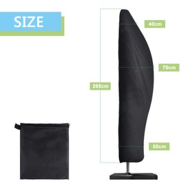 Ankier Parasol Cover, 2.7m Large Waterproof Cantilever Umbrella Cover - 420D Oxford Fabric Banana Parasol Protecter in Sun (Black)