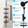 32-122inch Corner Shower Caddy Tension Pole Black, Rustproof Drill-Free Shower
