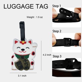 ANINIUCN Luggage Tag Cute Funny Silicone ID Japanese Style Luggage Tags for Suitcases Bag Travel Accessories Perfect for Teens Adults (Maneki Neko-B)
