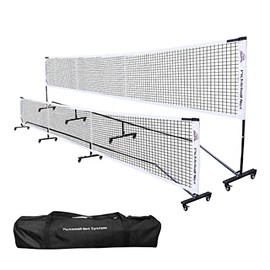 Progoal Badminton Pickleball Net System with Universal Wheel,Movable Steady Metal Frame,Strong Nylon Net and Carrying Bag,22 Feet Portable Height Adjustable Net for Pickleball and Other Games