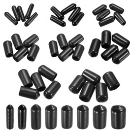sourcing map 80pcs Round End Protective 1.5/3/4.5/6/7.5/9.5/11/12.5mm Black