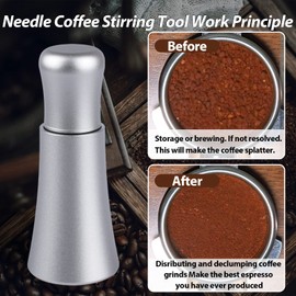 WDT tool, Espresso Distribution tools, 10 x 0.35mm 304 Stainless Steel Needles Installed with 10 Extra needles for Espresso Stirrer Replacement, Aluminum Alloy Handle with Stand (Matte Silver)