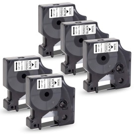 5x Pristar Compatible 45013 S0720530 Label Tape for D1 Label Tape 12 mm x 7 m Black on White for LabelManager 160 210D 280 360D 420P 450 400 LabelWriter 450 Duo LabelPoint 100 250