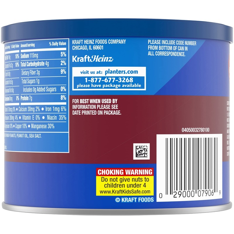 Planters Redskin Spanish Peanuts with Sea Salt 12.5oz Can (Pack
