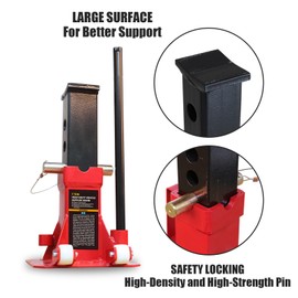 Torin ATZ70006PB Heavy Duty Jack Stands: Pin Style Jack Stand with 2 Casters and Handle, Easily Portable Car Stand for Car SUV, Truck and Pick Up, 7 Ton (14,000 lb) Capacity, Red