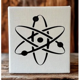 Atom Symbol Stencil 5.5 x 5.5 Inch Plastic Reusable Template for Painting on Wood, Paper, Walls, Classroom Projects and STEM Crafts