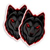 2 x 10cm Black Angry Wolf Vinyl Stickers - Wild