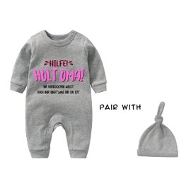 AOUYOA Baby Twins Baby Bodysuit Aid Holt Grandma Newborn Baby Unisex Romper Toddler Outfit Cute Jumpsuit with Bag Set, grey help holt grandma