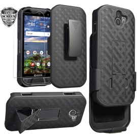 Ailiber Kyocera DuraForce Pro 2 Case, E6910 Holster with Screen Protector, Swivel Belt Clip, Kickstand Holder, Shock Proof Pouch Slim Shell Slide Cover for Verizon Kyocera Dura Force Pro2 - Black