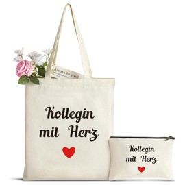 Colleague Gift Canvas Tote Bag with Cosmetic Bag, Work Colleague Gift Cotton Shopping Bag as Thank You Gift, Gift for Colleague for Leaving Retirement Birthday Christmas