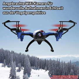 RC ferngesteuerte FPV WiFi 120° Weitwinkel HD-Kamera Drohne, Quadcopter m. 360° Flip, Höhenhalte-Modus, Gravity-Sensor, Live-Übertragung, Propellerschutz, APP-Steuerung, Spielzeug Kinder u. Erwachsene