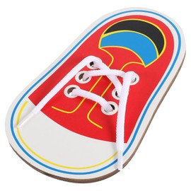 COMNICO Learn to Tie Shoes, 2Pcs Wooden Shoe Tying Practice Board Educational Shoelace Threading Teaching Lacing Shoes Training Early Learning Kits Decorative Accessories