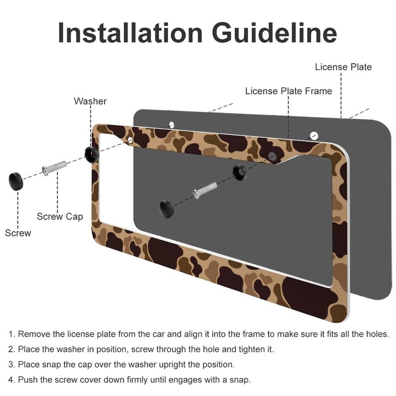 JOJOART Duck Vintage Camouflage License Plate Frame-2 Pack Front Rear