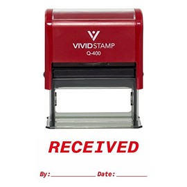 Received by Date Self Inking Rubber Stamp (Red Ink) X-Large