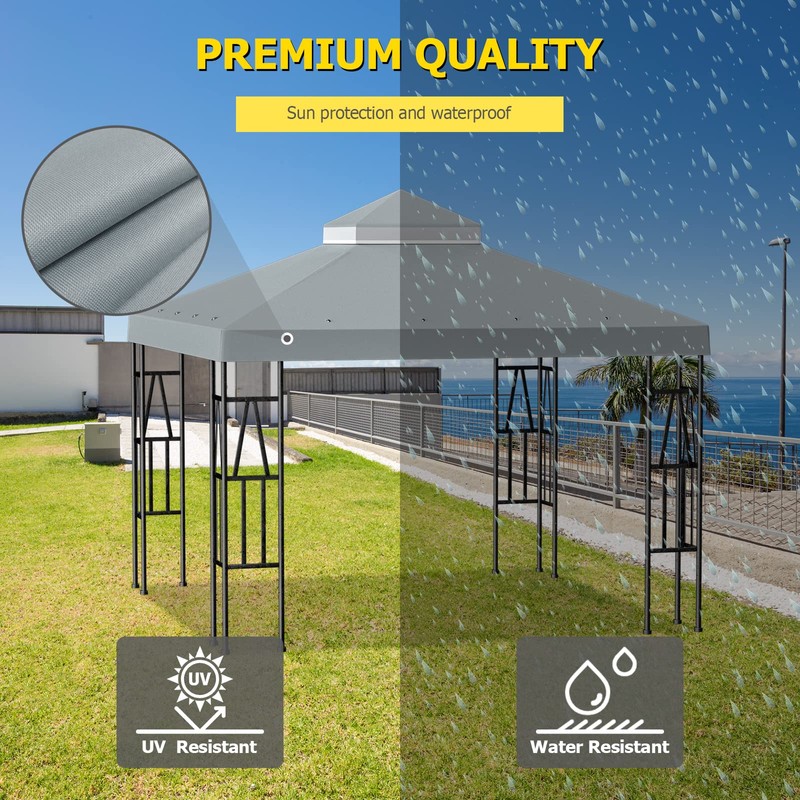 9.8'x9.8' Replacement Canopy Top Cover Only for Gazebo, Double Tiered