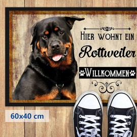PR Print Royal Doormat Pets with Dog Picture Rottweiler - Gift Idea for Dog Lovers and Dog Owners - Size 60 x 40 cm
