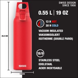 SIGG Hot & Cold ONE Light Scarlet (0.55 L) Thermo Trinkflasche, schadstofffreie und isolierte Edelstahl Trinkflasche, einhändig bedienbare Outdoor Thermo-Flasche