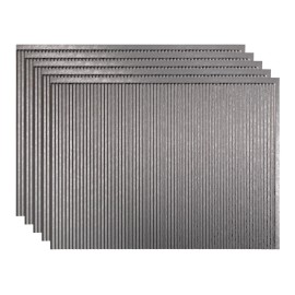 Fasade 18in x 24in Rib Backsplash Panel - Galvanized Steel, 6x6 Inch Sample