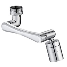 EXSSRACH 1440° Rotating Faucet Extender, Brass Multifunctional 1080°+ 360° Swivel Extension Robotic Arm Sink Aerator for Kitchen/Bathroom, 2 Water Outlet Modes, Silver