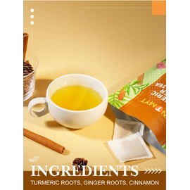 HYNTMYT Turmeric Ginger Cinnamon Tea Bags, Herbal Blend of Turmeric & Ginger Root & Cinnamon, Light Spicy & Sweet Flavor, Caffeine Free, 120 Count