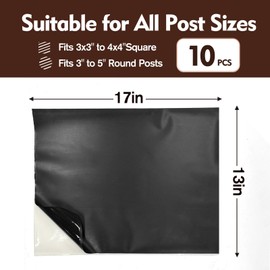 10 Pieces 17 x 13 Inch Fence Post Protector Rot Proof Wood Fence Post Moisture Protection PVC Butyl Tape Weatherproof Self Adhesive for Square Round Posts