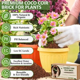 Legigo 6 Pack Premium Coco Coir Brick for Plants- 100% Organic Compressed Coconut Coir Bricks Starting Mix, Coco Coir Fiber Coconut Husk for Planting, Gardening, Potting Soil Substrate, Herbs