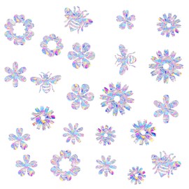 46pcs Flowers and Bees Window Clings, Anti Collision Window Clings Rainbow Prism Window Stickers Static Spring Glass Decals to Prevent Bird Strikes Indoor Decorations