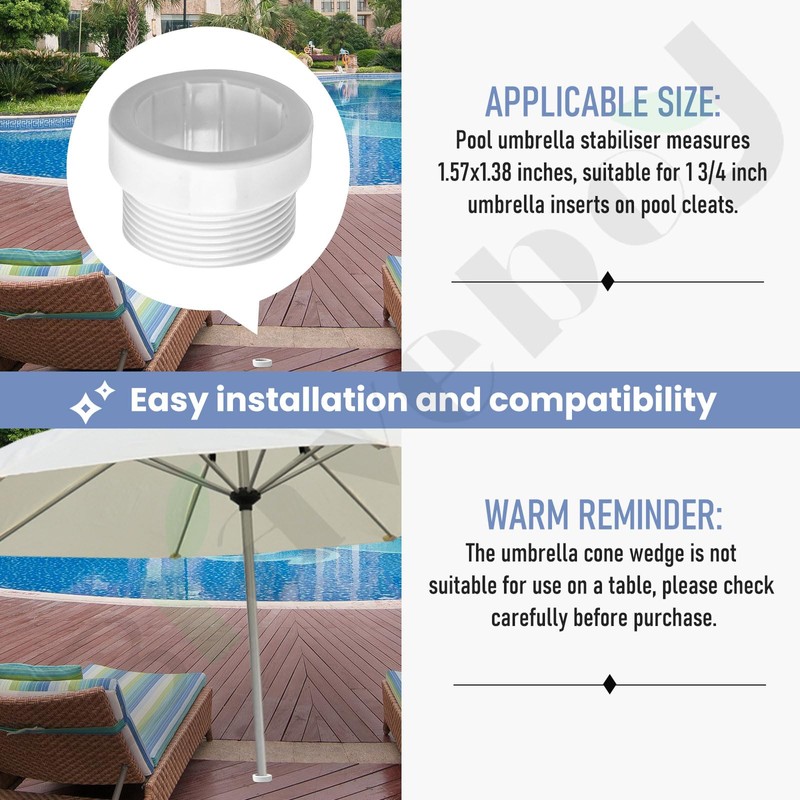 Braveboy 4 Pack 1 3/4" Pool Umbrella Stabilizer Adapter/Threaded Adapter